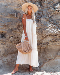 Robe midi à volants Catch The Sun - Coquille d'œuf