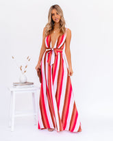 Robe longue rayée à nouer sur le devant Happy Hues