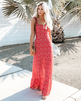 Robe longue à volants fleuris My Fair Lady