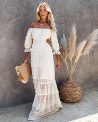 KittenAlarm - Porsha Off The Shoulder Tiered Cutout Maxi Dress