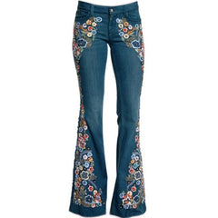 KittenAlarm - Tendances en promotion : Jeans skinny à pattes d'éléphant brodés pour femmes, jeans évasés à fleurs, pantalons en denim décontractés pour le printemps, tailles XS à 4XL