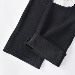 KittenAlarm - Jean taille basse à motif tête de mort pour femme, style streetwear, pantalon en denim noir, esthétique cyber Y2K, style gothique, C82-DI53