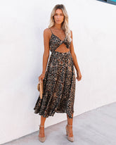 Robe midi imprimée à découpes Real Taste - VENTE FINALE