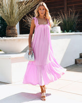 Robe longue à bretelles froncées You Are Loved - Lavande