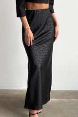 Leopard Print Satin Mermaid Skirt