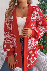 Christmas Deer Pocket Lantern Sleeve Christmas Cardigan