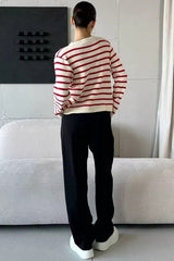 Short Striped Knit Christmas Cardigan