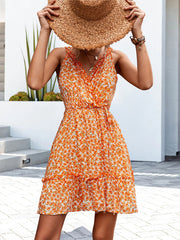 Women Sexy V-neck Ruffles Sun Dress