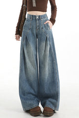 Wrinkled Vintage Wide Leg Jeans