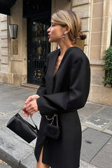 Loose Fit V Neck Blazer Coat