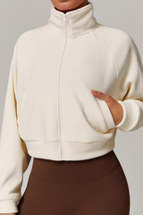 Vêtements d'extérieur chauds et coupe-vent, doublés en polaire, à col montant et fermeture éclair, parfaits pour le yoga ou Noël.