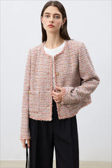 Vêtements d'extérieur de Noël en tweed mélangé à col rond