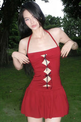 Robe nuisette moulante à col carré