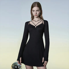 Robe punk élégante, charmante, sexy et moulante à élastique en forme de A