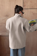 Long Sleeve Khaki Blazer Coat