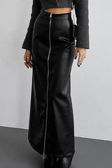 High-Waist Straight Zip Skirt