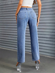 Straight-Leg Washed Jeans