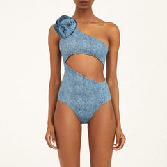 Denim Drip Swimsuit - Blue