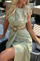 Robe midi trapèze à découpes ajourées