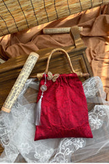 Sac à main papillon rétro avec poignée en bambou rouge et poignée supérieure