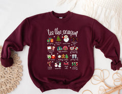 Fashion Girl Tis The Season Retro Cute Element Christmas Hoodie Burgundy / S Hoodies-L