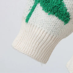 Autumn Winter Knitted Spliced Vintage Loose Round Neck Long Sleeve Christmas Sweater Sweaters-L