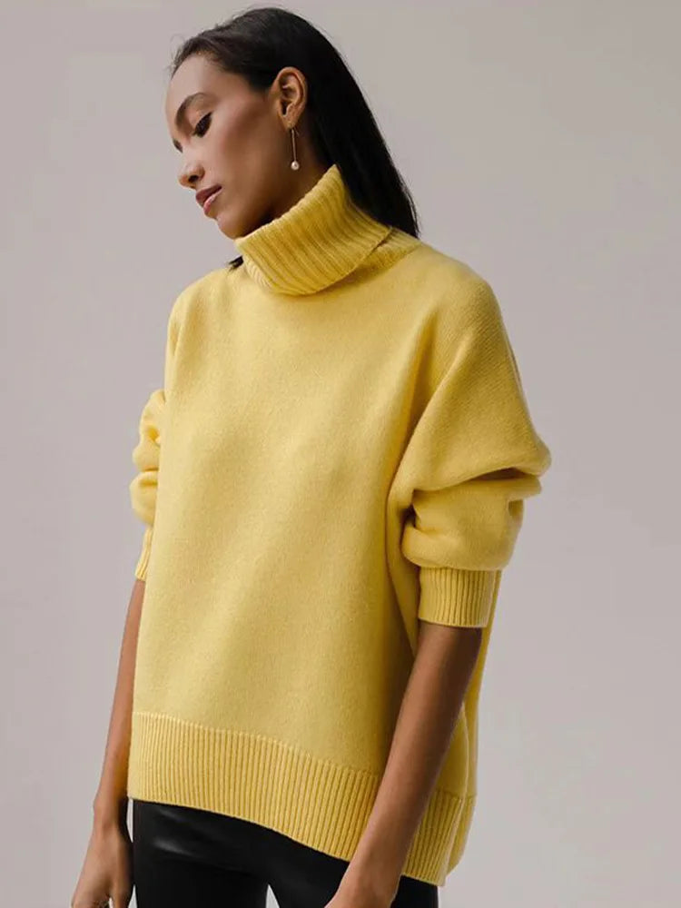 Chic Thickened Inner Wear Solid Fashion Knitted Jumper Christmas Sweater Yellow / S Sweaters-L