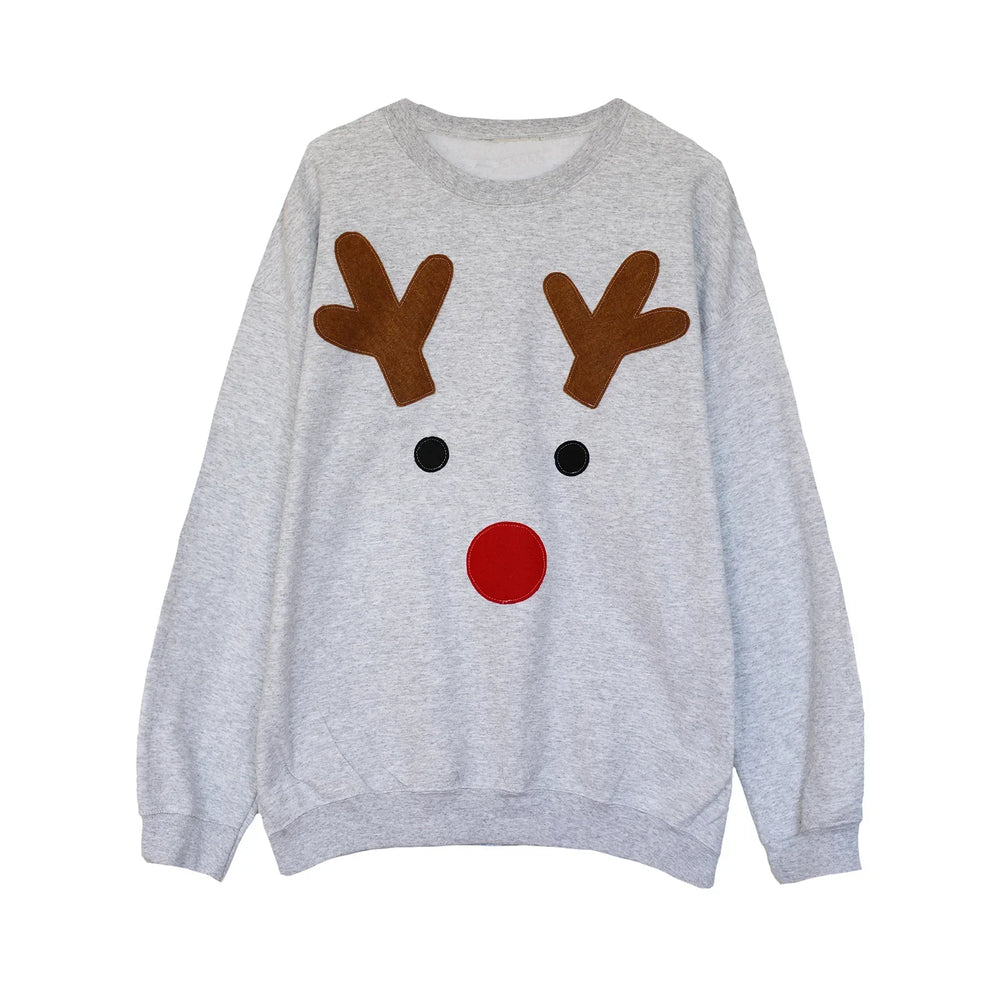 Loose Oversized Gingerbread Crew Neck Casual Christmas Hoodie Gray / S Hoodies-L