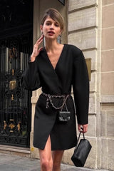 Loose Fit V Neck Blazer Coat