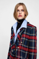 Plaid Tweed Multi-Button Chic Blazer Christmas Outerwear