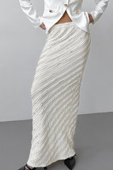 Lace Trim High-Slit Long Skirt