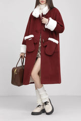 Retro Patchwork Horn Button Christmas Outerwear