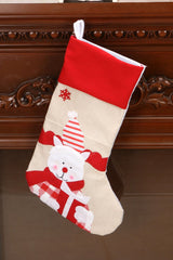 Sac de rangement suspendu en lin brodé du Père Noël pour Noël