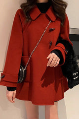 Manteau à brandebourgs en laine mélangée, idéal pour les fêtes de fin d'année