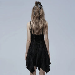 Robe noire gothique asymétrique sexy et décorative punk