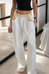 Colorblock Loose Straight Jeans