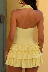 Halter Ruffle Hem Mini Dress