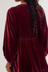 Casual V-Neck Soft Luxe Breathable Velvet Dress