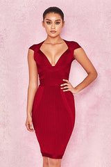 Red Bandage Bodycon Elegant Midi Dress