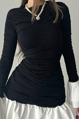 Ruffle Waist Round Neck Mini Dress