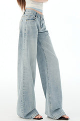 Low Rise Light Blue Straight Jeans