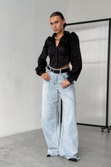 Fitted Cotton Blend Long Sleeve Blouse