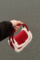 Sac à main carré rouge flou, mini sac bandoulière