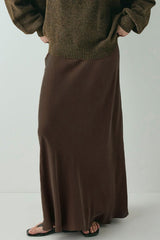 Brown Drawstring A-Line Skirt