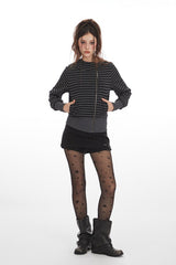 Striped Zip Up Cropped Hoodie