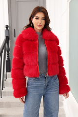 Élégant manteau d'extérieur classique de Noël en fausse fourrure courte élégante