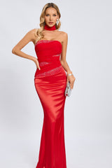 Red Rhinestone Bodycon Party Dress