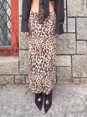 Jupe midi sexy et élégante à imprimé léopard