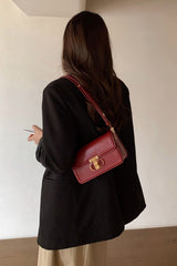 Wine Red Structured Mini Square Shoulder Crossbody Bag