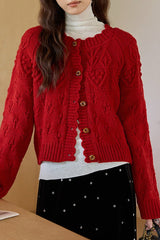 Vintage Crochet Knit Christmas Cardigan